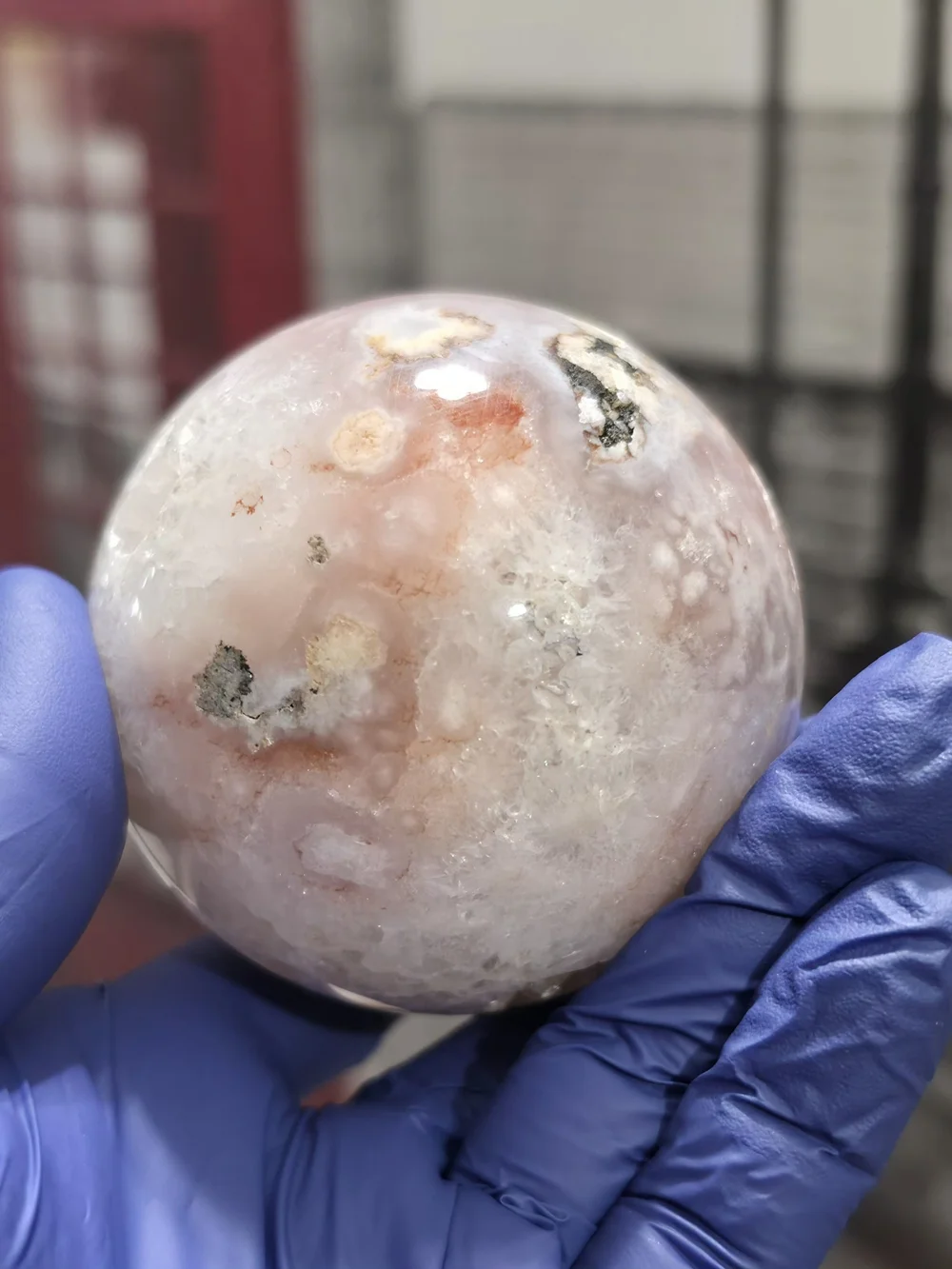 Pink Amethyst And Agate Druzy Crystal Display Sphere
